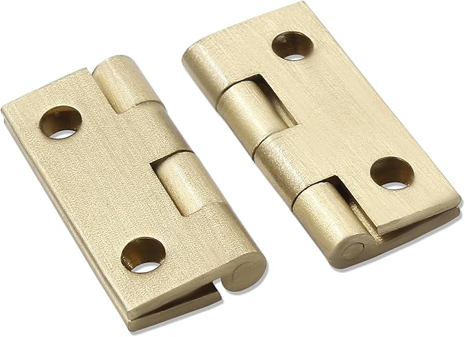 Murtenze 8 Pcs 1 Inch Mini Solid Brass Hinges，Brass Cabinet Hinge Small Box Hinges Butt Hinge for Cabinet, Drawer, Wood Box