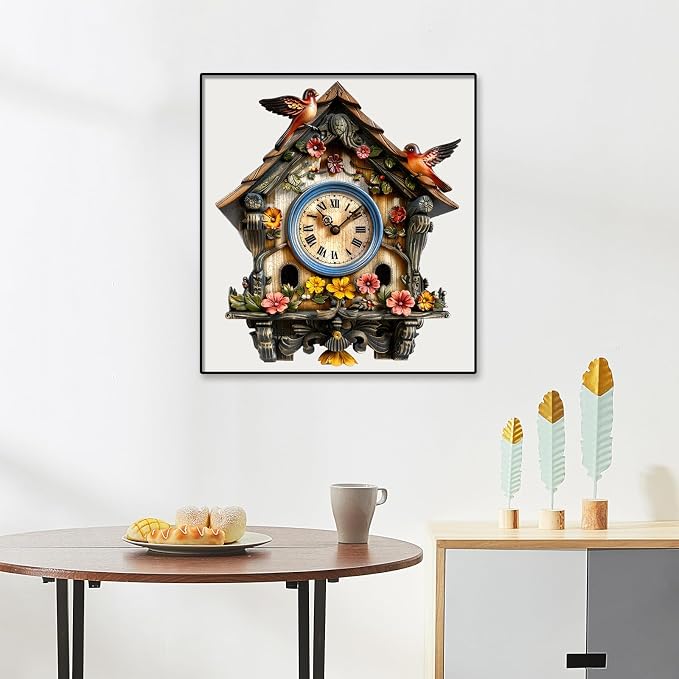 Pikoqunc Wooden Jigsaw Puzzles, Clock House Wooden Puzzles for Adults 500 Pieces with Birds, Unique Vintage Wood Puzzle for Home Décor, Perfect Holiday, 15.2’’ x 17.7’’ Family Game