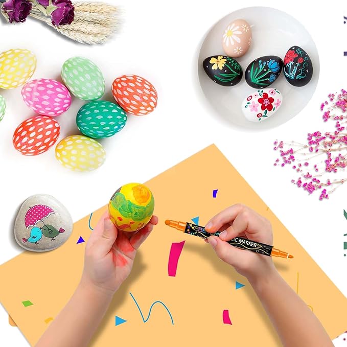 Betem 12 Colors Dual Tip Acrylic Paint Markers, Fabric Decorating Kits Premium Water-Based Acrylic Paint Pens Art Supplies for Fabric, Rock, Wood, Glass, Canvas, Ceramic, Teacher Appreciation Gift