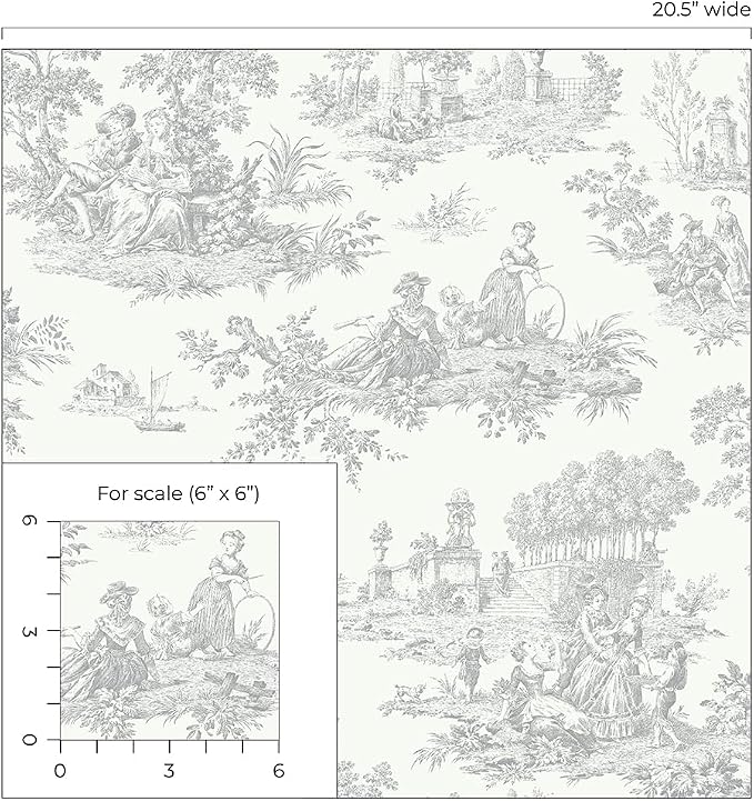 NextWall Chateau Toile Peel and Stick Wallpaper (Argos Grey)