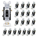 ELEGRP 3 Way Toggle Light Switch, 15 Amp, 120 V, Toggle Framed AC Quiet Switch, in Wall On/Off Switch Replacement, Self-Grounding, Residential and Commercial Grade, UL Listed (20 Pack, Glossy Black)