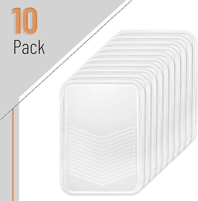 Bates 9 Inch Paint Tray Liners - 10 Transparent Plastic Disposable Trays for Painting Walls