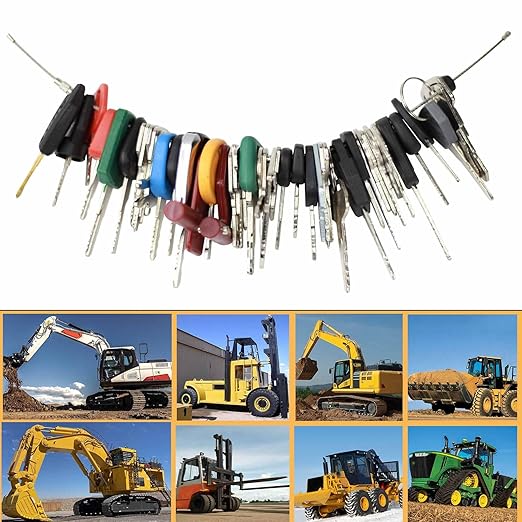 48 PCS Heavy Equipment Key Set Equipment Machine Keys Set for Cater-Pillar Ca-se J-D HYS-TER Komat-su Kubo-ta Yan-mar Dae-woo Take-uchi Forrd New Holl-and Vol-vo JL-G JC-B Toyo-ta
