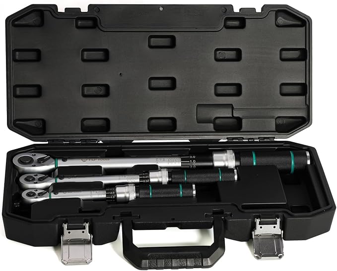 3-Piece Click Torque Wrench Set – 1/4", 3/8", 1/2" Drive, ±3% Accuracy, 72-Tooth Ratchet, Dual-Direction, Chrome Vanadium Steel, Includes Storage Cases