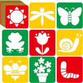 36pcs Spring Summer Drawing Stencils for Kids 8 Inch Sidewalk Chalk Stencils Painting Large Washable Reusable Garden Themed Primary Shape Template for Kids Toddlers Preschool Back to School