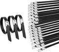 100PCS 0.18X11.8Inch 304‑Steel Self‑Locking Zip‑Ties for Auto Pipes Fences | High‑strength 304‑steel zip ties provide long‑lasting secure fastening for outdoor‑fence installations.
