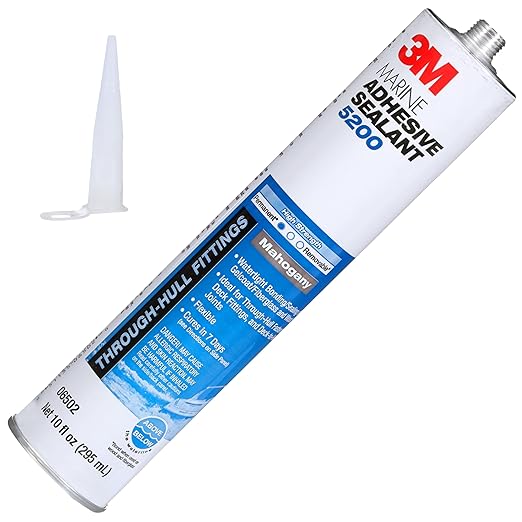 3M Marine Adhesive Sealant 5200, Mahogany, PN06502, Flexible Bonds, Long Work-Time, 1/10 Gallon Cartridge, 10 fl oz
