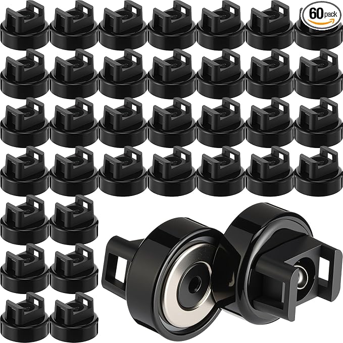 Yookeer 60 Pieces Magnet Zip Tie Mount 22 mm Heavy-duty Magnetic Zip Tie Mounts 22LBS Strong Multipurpose Wire Cable Holder Mount for Home Office Wire Management Marine Electrical Wiring