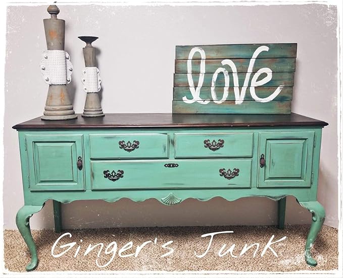 Chalky Chicks 32 Fl Oz Matte Riptide (Green Blue) Chalk Paint for Furniture Without Sanding - No Prep Furniture Paint No Sanding All in One for Crafts, Walls, Cabinet, Metal, Dresser, Farmhouse