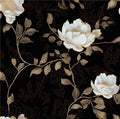 Laatse Black Golden Floral Peel and Stick Wallpaper Flowers Contact Paper 17.5" x 197" Self Adhesive Waterproof Vintage Dark Floral Wall Paper for Shelf Liner Cabinet Decor