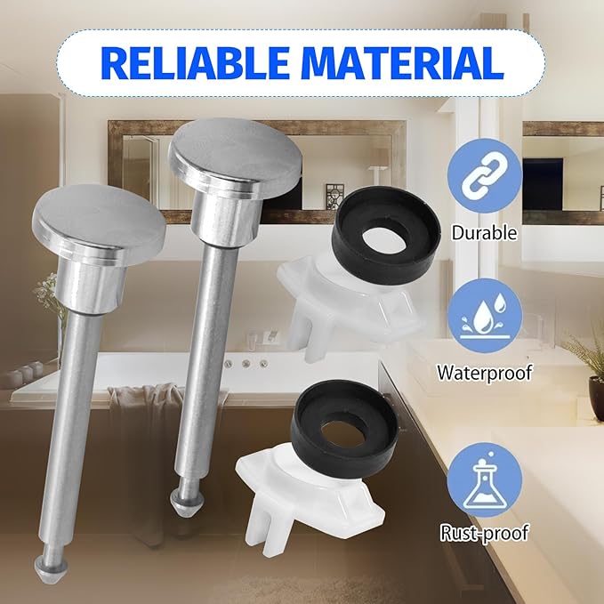 2 Set Tub Spout Diverter Repair Kit, Includes 2 Diverter Valve Stems, 2 Cup Seals and 2 Gates, Bathroom Shower Bathtub Leak Faucet Repair Replacement Parts, Chrome Plated