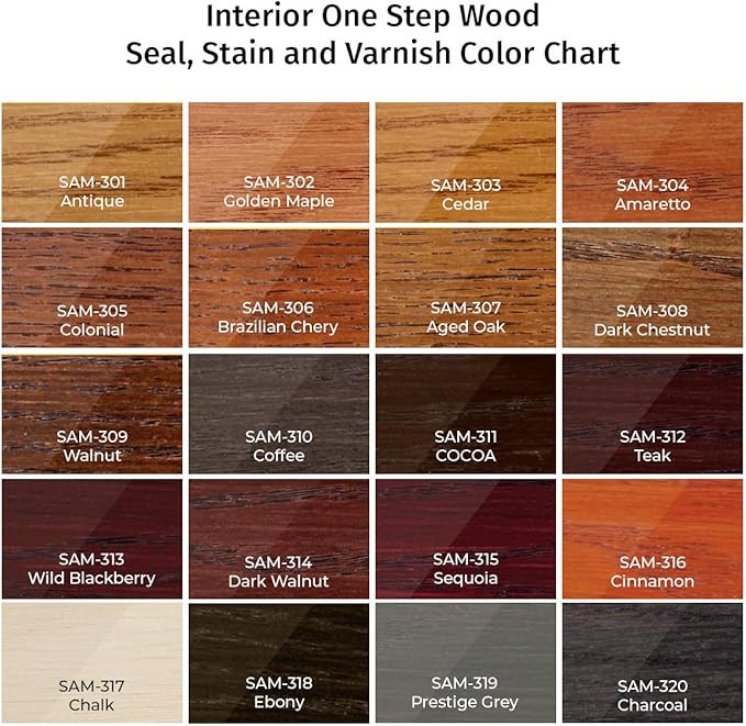 SamaN Interior One Step Wood Seal, Stain and Varnish – Oil Based Odorless Dye - Protection for Furniture and Fine Wood (Prestige Grey SAM-319, 8 oz)