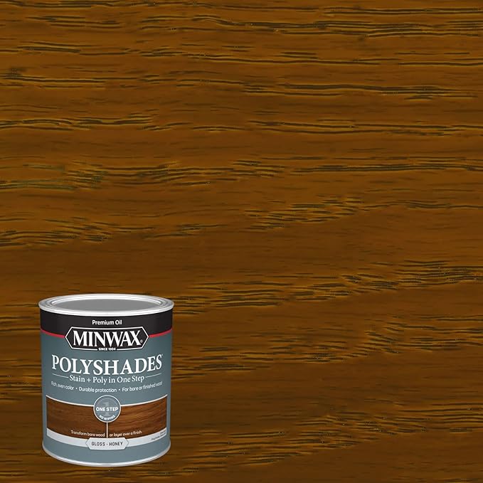 Minwax PolyShades Wood Stain + Polyurethane Finish – Quart, Honey, Gloss