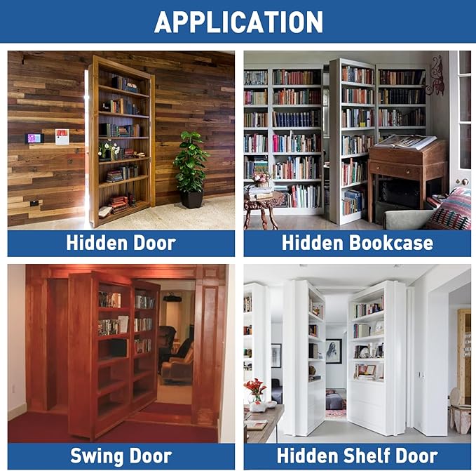 TamBee Heavy Duty Pivot Hinge Hidden Door Hinge - 570 lbs Load, Bearing, Stainless Steel, Rust Resistant, Concealed for Wood Doors, Secret Doors, Hidden Door, Bookcase Door and Bookshelf Door