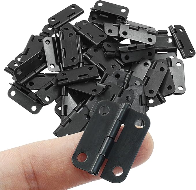 24 Pcs Small Hinges 1 Inch Butt Hinge with Screws,Jewelry Box Hinges Mini Hinges,Folding Craft Hinges Small Cabinet Hinges for DIY Box Mini Furniture Cupboard Closet(Black)
