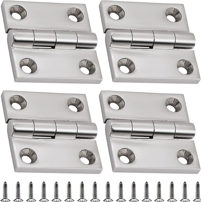 316 Stainless Steel Hinges Marine Grade 1.5" x 1.5" Heavy Duty Boat Hatch Hinge (40 mm X 40 mm) 4 Pack Casting Cabinet Door Hinge with Screws