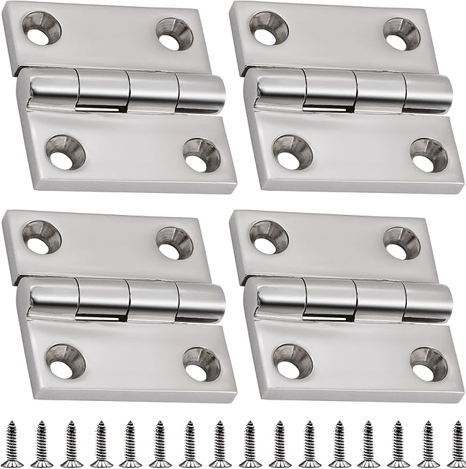 316 Stainless Steel Hinges Marine Grade 2" x 2" Heavy Duty Boat Hatch Hinge (50 mm X 50 mm) 4 Pack Casting Cabinet Door Hinge with Screws