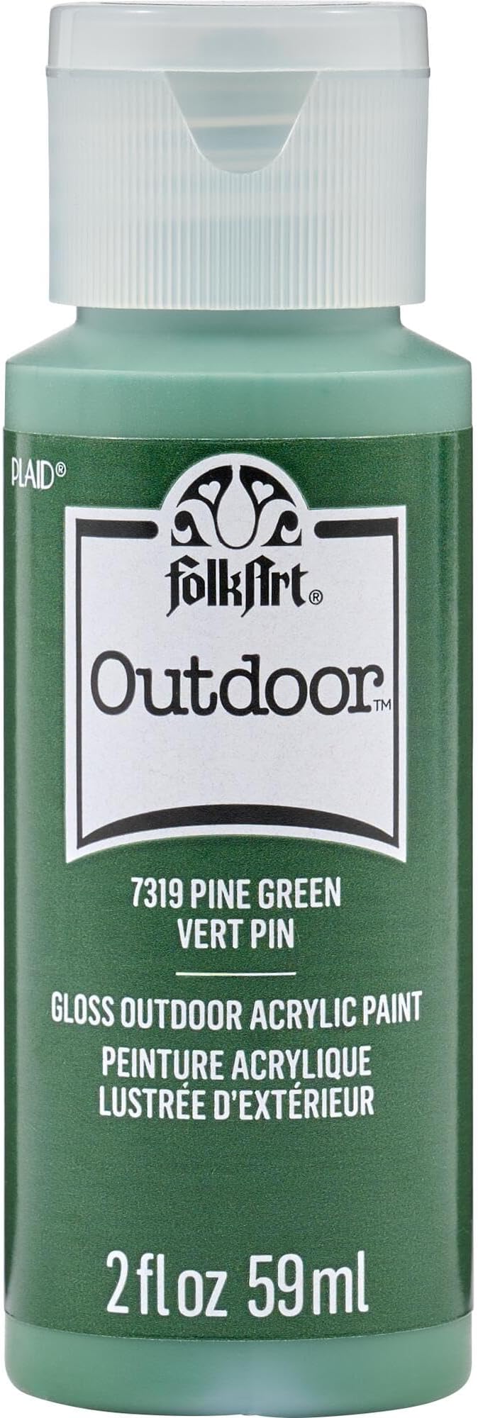 FolkArt Outdoor Acrylic Craft Paint, Gloss Finish, Pine Green, 2 fl oz