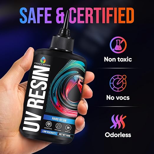 CRAFT RESIN 300g UV Resin Kit Hard Type Low Viscosity – Crystal Clear and No-Yellowing UV Resin Glue for DIY, Jewelry Making, Molds Casting and Polymer Clay Projects - Fast Cure Under UV Light