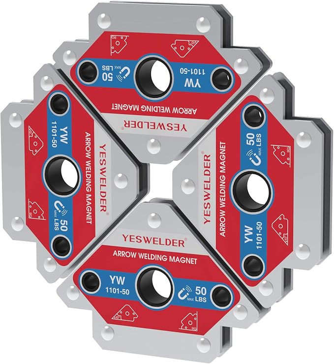 YESWELDER 50 LB Welding Magnet-4 Pieces of Magnetic Welding Holder 50 LBS Holding Power Welding Accessories