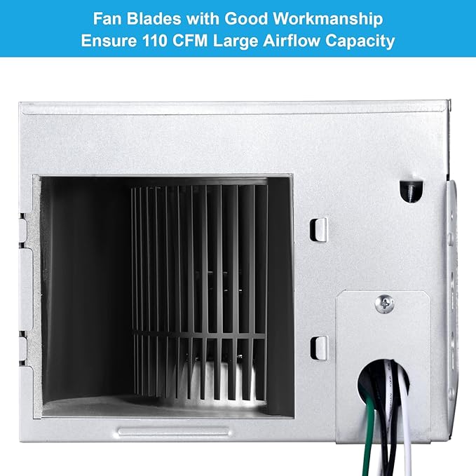 JOEAONZ Bathroom Exhaust Fan with Light 110 CFM Quiet 6500K 800LM Household Ventilation Fan Light Combo, Energy Saving Ceiling Mount Bathroom Air extractor, Multipurpose Bath Extractor Easy to Install
