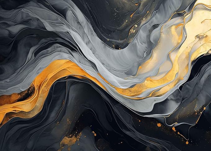 Jdayda Abstract Black and Gold Marble Wallpaper | 127"x96" Not Self-Adhesive Wall Murals for Living Room Bedroom