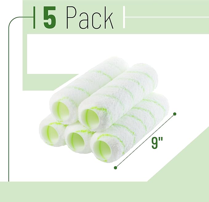 Bates- Paint Roller Covers, 9", 5 Pack, Olive Green Stripes, Covers for Paint Rollers 9 Inch, 9 Inch Paint Roller Covers, Paint Roller Cover, Paint Roller Covers 9 Inch, Large Paint Roller Covers