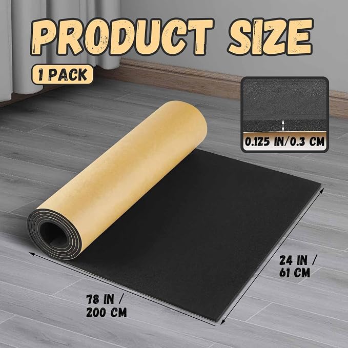Pangda 1 Piece 78 x 24 x 1/8 Inch Extra Large Marine Foam Roll Closed Cell Rubber with Adhesive Insulation Sheets Lightweight Single Sided Tape Water Weather Resistant for Craft