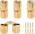 12mm Brass Barrel Hinges Cylindrical Hidden Cabinet Concealed Invisible Furniture Hinges Mount 180 Degree Opening Angle 4 Pcs