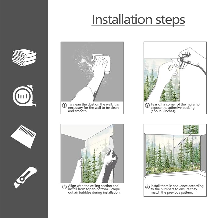 YQWDMX - Green Tropical Jungle Peel and Stick Wallpaper murals for Nursery ZY21 L