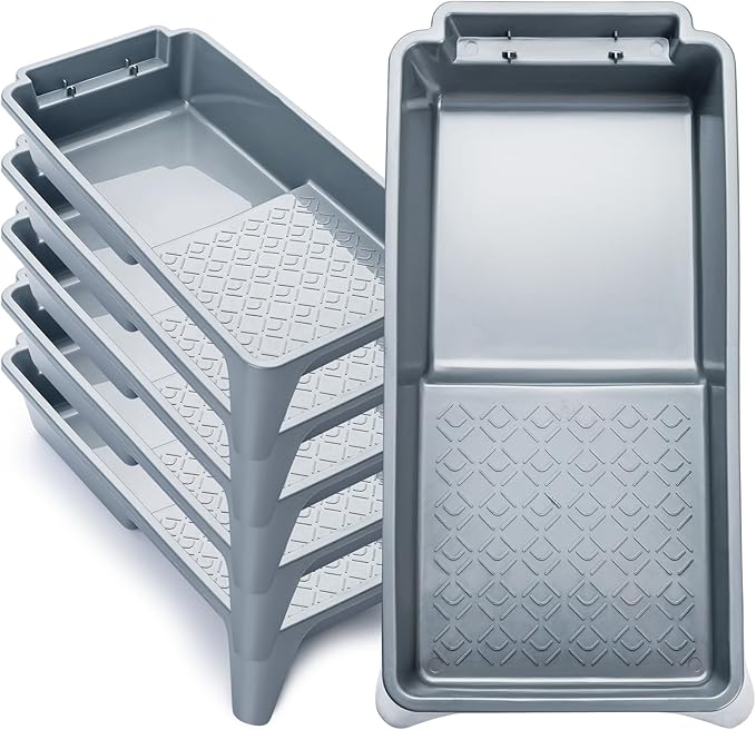 Mister Rui Paint Tray 4 Inch, 5 Pack, Plastic Paint Tray, Textured Paint Roller Tray, Small Paint Trays for Painting