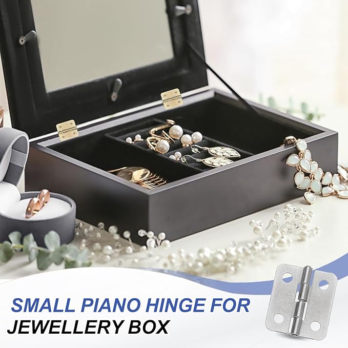 MECCANIXITY Small Butt Hinges 3/4 Inch Mini Jewelry Box Hinge with Screw for Jewelry Wooden Boxes Cabinet Drawer Doors Gate (Silver Tone, Pack of 12)
