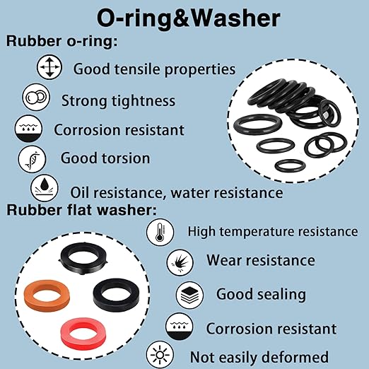 ZDBB 7 Size Water Hose Gasket and 20 Size O Ring Rubber Washer Assortment Kit 610 Pcs Nitrile Washers Set for Plumbing Faucet Pipe Hose Shower Head Pressure Washer Sealing Repair OD 9-31MM