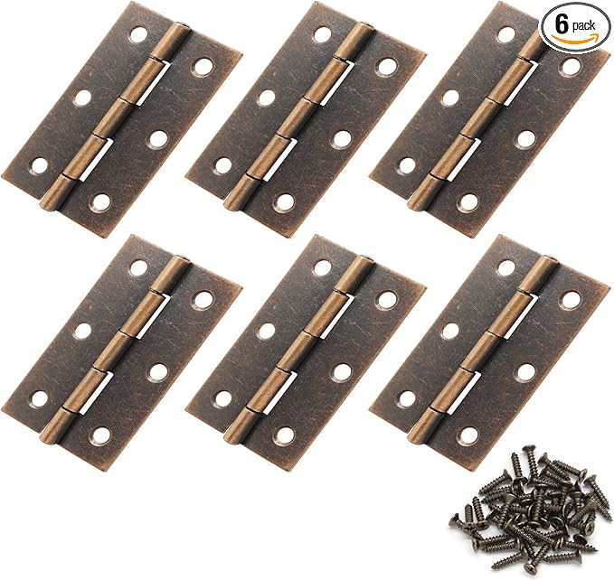 Murtenze 6 Pack 2.5 Inch Door Hinge Cabinet Hinge,Copper Butt Hinges Ball Bearing Window Outdoor Hinges with Mounting Screws