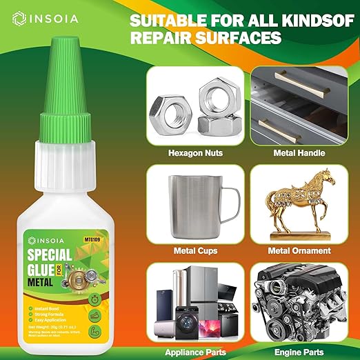 Metal Glue, 20g Heavy Duty Adhesive for Metals and Other Materials Bonding, Waterproof & Fast-Drying, Super Instant Glue for Metal Repairs, Jewelry, DIY Projects, Aluminum, Steel, and More