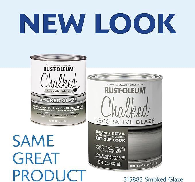 Rust-Oleum 315883 Chalked Decorative Glaze, 30 oz, Semi-Transparent Smoked