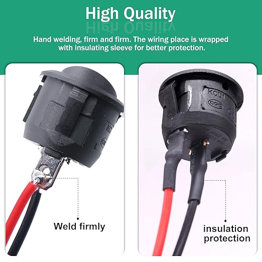 Twidec/10Pcs 12V Round Rocker Switch AC 6A/250V 10A/125V SPST 2 Pin 2 Position On/Off Toggle Switch for Car Boat Automotive RV Black with Pre-soldered Wires KCD1-X-Y