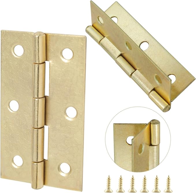 Murtenze 6 Pack 2.5 Inch Door Hinge Cabinet Hinge,Gold Butt Hinges Ball Bearing Hinges Window Hinges Outdoor Hinges with Mounting Screws
