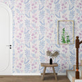 Floral Peel and Stick Wallpaper, Purple, 17.7"x393" | Self-Adhesive, Vinyl, Removable, Boho Contact Paper, Flower Wall Paper for Bedroom, Living Room, Bathroom
