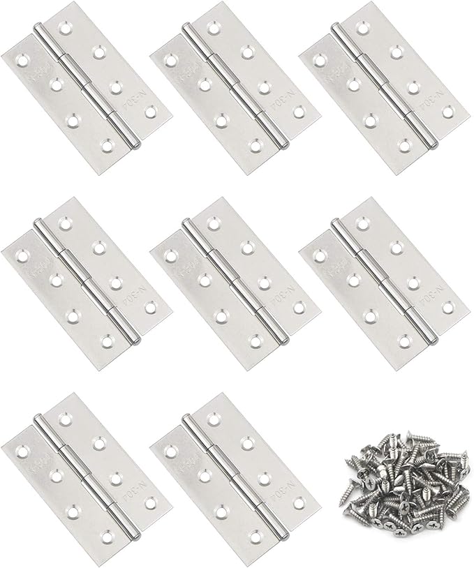8Pcs 3.5 inch Stainless Steel Folding Butt Hinges Home Furniture Hardware Door Cupboard Cabinet Hinges