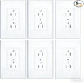 ZEFTV 6 Pack Duplex Outlet Covers Wall Plates 1-Gang Switch Outlet Electrical Cover Plate Unbreakable Thermoplastic Faceplate for Light Receptacle Outlet Switch, White