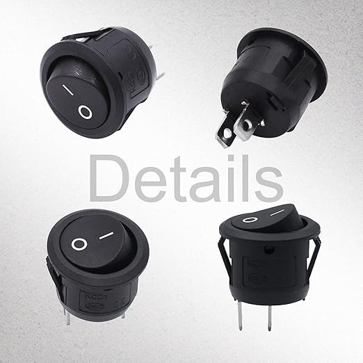 TWTADE 10Pcs Round Rocker Switch ON Off Switch 12V Toggle Switches 2Pin SPST with Pre-Wired 6A/250V 10A/125V AC for Boat, Car etc.KCD1-X-Y