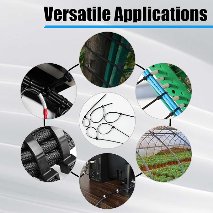 Reallnaive 50 Pcs 6 Inch Zip Ties Heavy Duty 120 LBS Tensile Strength Nylon Wire Cable Ties for Indoor Outdoor (Black)
