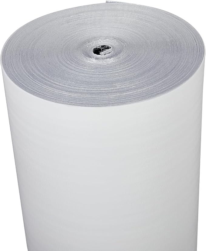 SmartSHIELD -1.5mm 48" x200ft Reflective Insulation roll 800 Sq. Ft., Foam Core Radiant Barrier, Thermal Insulation Shield - Commercial Grade Foil - White / Foil