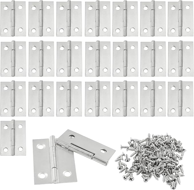 Murtenze 24 Pack Door Hinge Set - 1.5 Inch Cabinet Hinges with Mounting Screws