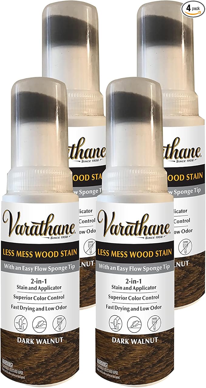 Varathane 368029-4PK Less Mess Wood Stain and Applicator, 4 oz, Dark Walnut, 4 Pack