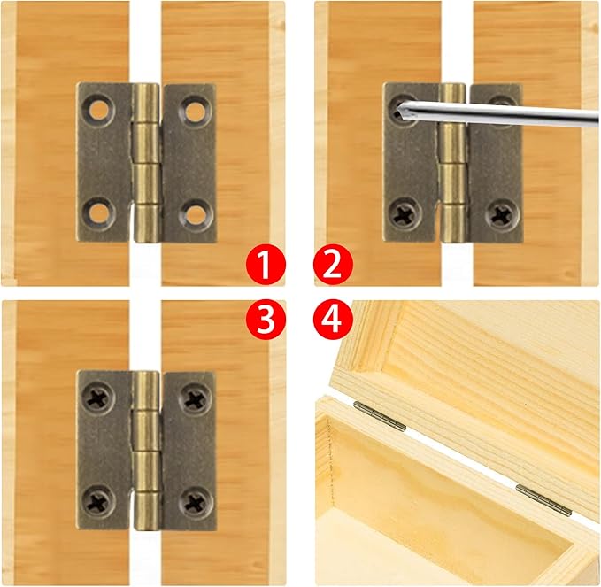 6Pcs 1 Inch Butt Hinge, Mini Cabinet Hinges, Rectangle Brass Folding Butt Hinges, Small Jewelry Box Butt Hinge, Bronze