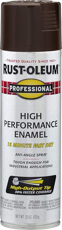 Rust-Oleum 7548838 Professional High Performance Enamel Spray Paint, 15 oz, Gloss Dark Brown