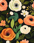Danodoi Orange Green Vintage Floral Peel and Stick Wallpaper 17.5" x 393" | Waterproof Vinyl Self Adhesive Removable Renter Friendly Floral Contact Paper