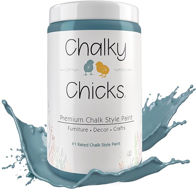 Chalky Chicks 32 Fl Oz Matte Y Blue (Medium Blue) Chalk Paint for Furniture Without Sanding - No Prep Furniture Paint No Sanding All in One for Crafts, Wood, Walls, Cabinet, Metal, Dresser, Farmhouse